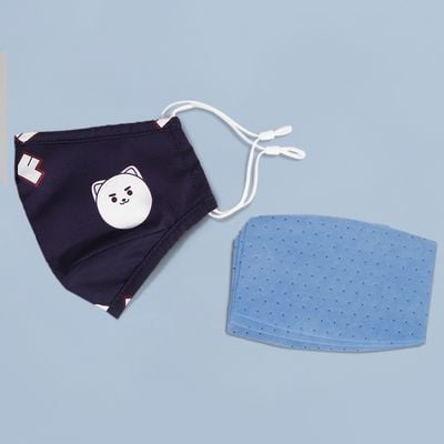 Nohoo Kids Re - usable Face Mask - Panda - Blue 